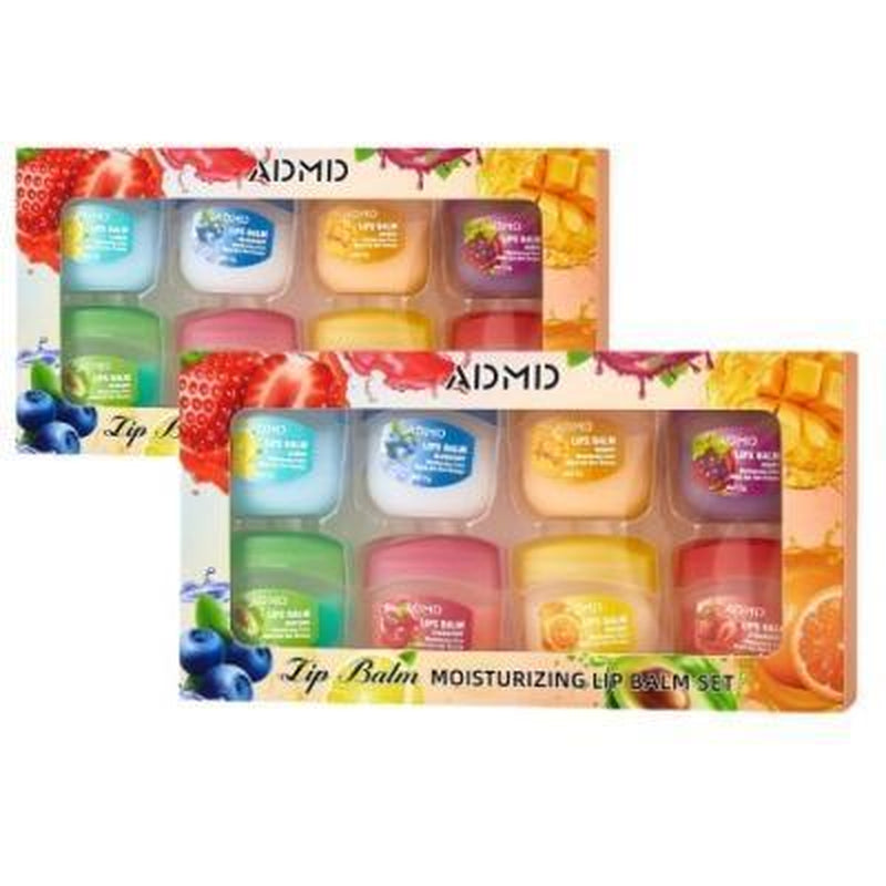 8Pcs Fruit-Flavor Lip Balm Gift Set Natural Moisturizing Long-Lasting Hydration Assorted Fruit Scents Portable Boxed Design Ultimate Lip Care Set with Organic Ingredients and Vitamin E