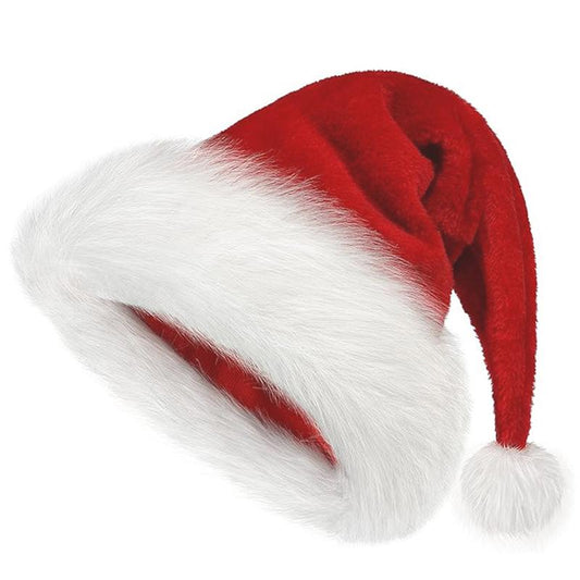 Christmas Hat Santa Hat Holiday for Adults Unisex Velvet Comfort Extra Thicken Fur Xmas Hat for New Year Festive Party Classic Styling