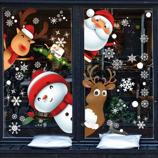 130PCS Christmas Decoratives Window Stickers, Holiday Snowflake Santa Claus Reindeer Stickers